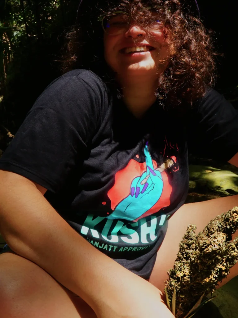 Ganja Gods OG member modeling the Kush Tshirt